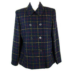 Ann Taylor Loft Woven Tweed Plaid Jacket Blazer Size 6